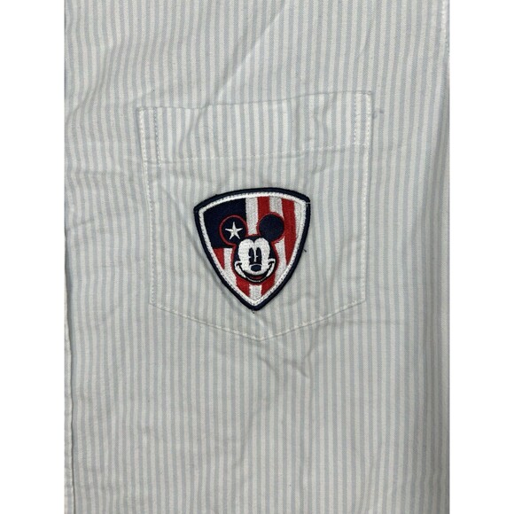 Disney Mickey Button Up Shirt Women Plus Sz 20W Striped Embroidered Long Sleeve - Picture 3 of 9